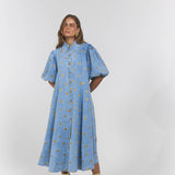 La Boheme Girls Peyton Midi Dress Denim Hearts