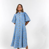 La Boheme Girls Peyton Midi Dress Denim Hearts