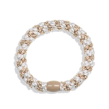 KKNEKKI Hair Tie - Silver - Beige Glitter Stripe