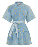 La Boheme Girls Moxie Mini Dress Denim Hearts