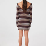 Arcaa Nia Long Sleeve Mini Dress - Espresso Stripe