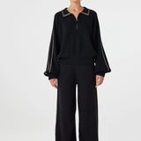 Arcaa Nella Zip Sweater - Black & Taupe