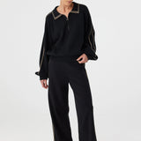 Arcaa Nella Zip Sweater - Black & Taupe