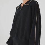 Arcaa Nella Zip Sweater - Black & Taupe