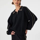 Arcaa Nella Zip Sweater - Black & Taupe