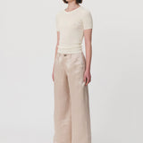 Carlotta Silk Linen Wide Pants - Champagne