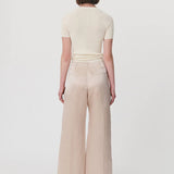 Carlotta Silk Linen Wide Pants - Champagne