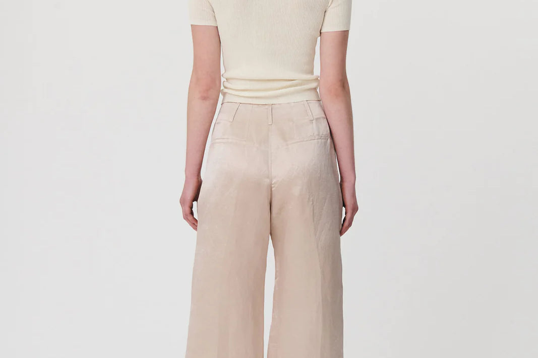 Carlotta Silk Linen Wide Pants Champagne Torquay Merchant