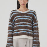 Arcaa Lucca Sweater - Espresso & Blue Stripe