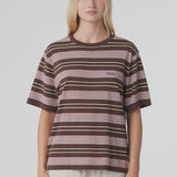 Arcaa Noor Tee - Red & Brown Retro Stripe