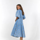 La Boheme Girls Peyton Midi Dress Denim Hearts