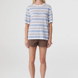 Arcaa Noor Tee - White & Blue Retro Stripe