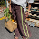 La Boheme Girls Viva Terry Pants - Choc & Lime