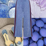 La Boheme Girls Viva Terry Pants - Cornflower Blue & Plum