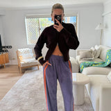 La Boheme Girls Viva Terry Pants - Grape & Orange