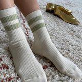 LeBon Her Varsity Socks - Guacamole