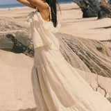 Spell Ines Tiered Maxi Skirt - Light Sand