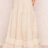 Spell Ines Tiered Maxi Skirt - Light Sand