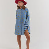 La Boheme Girls Clyde Shirt Denim Hearts