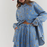 La Boheme Girls Ezra Pant Denim Hearts