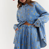 La Boheme Girls Clyde Shirt Denim Hearts