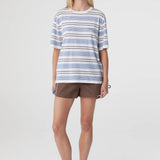Arcaa Noor Tee - White & Blue Retro Stripe