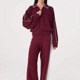 Arcaa Nella Zip Sweater - Merlot & Cream