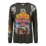 Spell Pajarito Long Sleeve Top - Charcoal