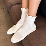 LeBon Ruffled Hugger Crew Socks - Vanilla