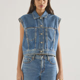 Blake Cropped Vest - Moment Mid Blue