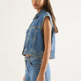 Blake Cropped Vest - Moment Mid Blue