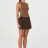 Arcaa Lucia Tie Mini Skirt - Espresso