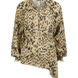 Spell Snow Leopard Asymmetric Blouse - Animal