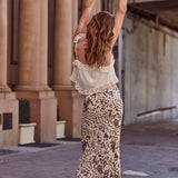 Spell Snow Leopard Bias Maxi Skirt - Animal