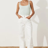 White Recycled Cotton Relaxed Straight Jean