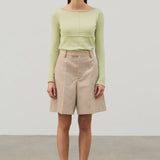 Pistachio Panelled Long Sleeve Knit Top
