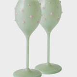 Pistachio Polkadot Champagne Glass 2P Set