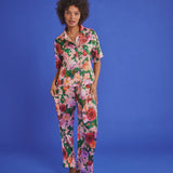Rose Garden Satin Short Sleeve Shirt & Pants PJ Set