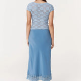 Rowie Marina Silk Midi Skirt - Cornflower