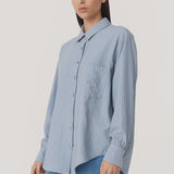 Rowie Ramona Silk Long Sleeve Shirt - Periwinkle