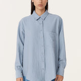 Rowie Ramona Silk Long Sleeve Shirt - Periwinkle