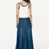 Rowie Vashti Denim Midi Skirt - Classic Denim