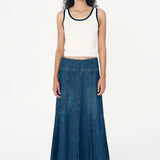 Rowie Vashti Denim Midi Skirt - Classic Denim