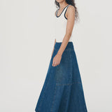 Rowie Vashti Denim Midi Skirt - Classic Denim
