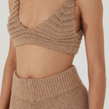 Almond Cotton Blend Knit Bralette